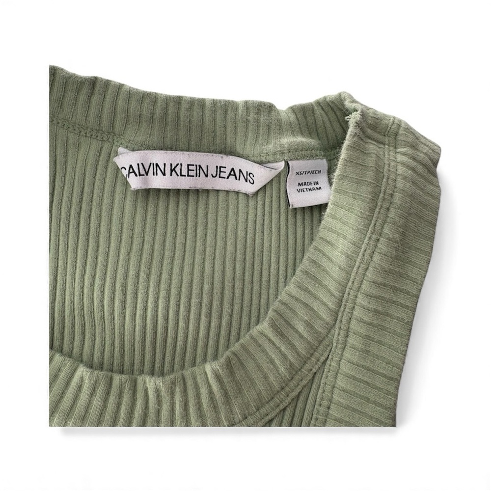Calvin Klein Womens Sage Green Cropped Tank Top Size XS Sleeveless